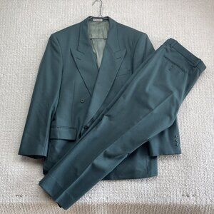 Henley Canada Green Wool Double Breasted Suit Jacket Men’s 40S + 34W Pants Set